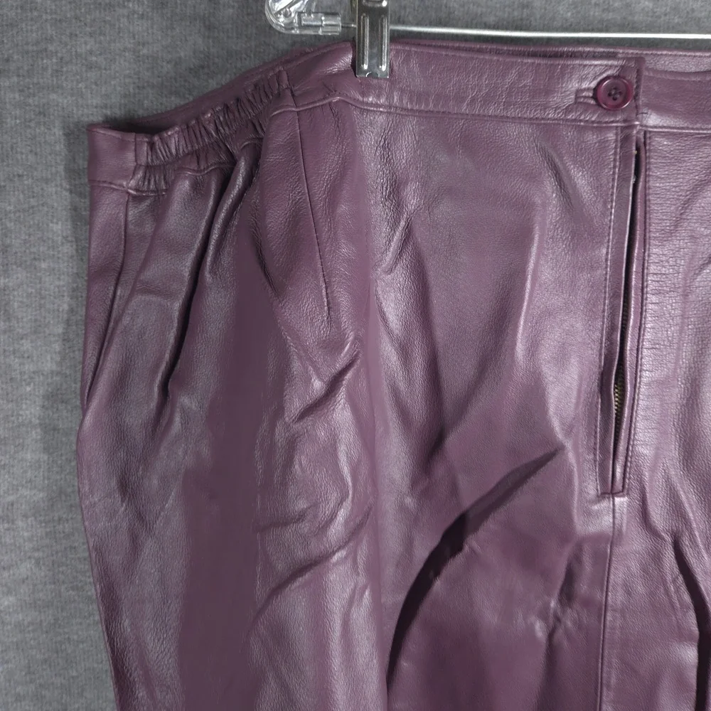 Vtg‎ Y2K Roaman's Purple Genuine Leather Laser Cut Midi Skirt Womens 34W